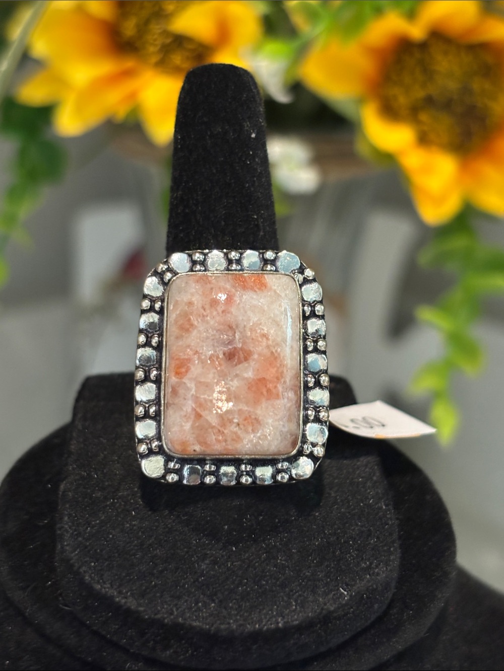 Sterling Silver Sunstone Gemstone Ring Size 7